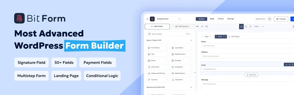 Bit Form highlighted as a WordPress form builder for advanced forms, styling, and automation