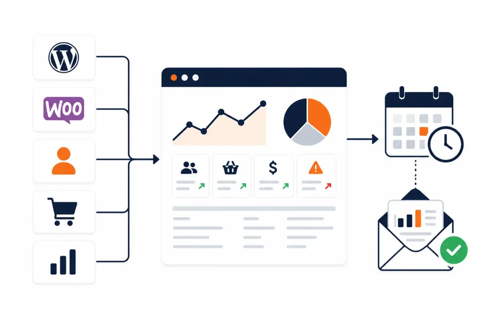 WordPress scheduled reporting automation that collects data without manual copying