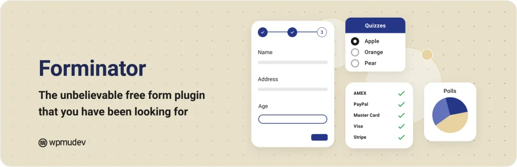 Forminator highlighted as a free WordPress form builder for forms, polls, quizzes, and payments