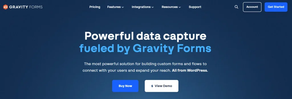 Gravity Forms highlighted as a WordPress form builder for developers and complex business workflows