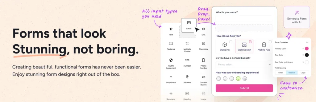 SureForms highlighted as a block editor and AI-assisted WordPress form builder