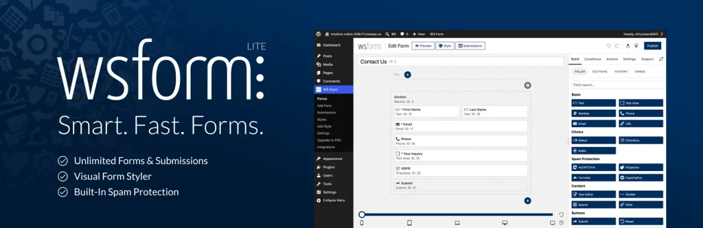 WS Form highlighted for developers, custom fields, and precise WordPress form control
