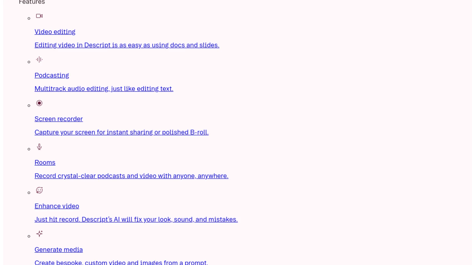 Descript official website interface screenshot