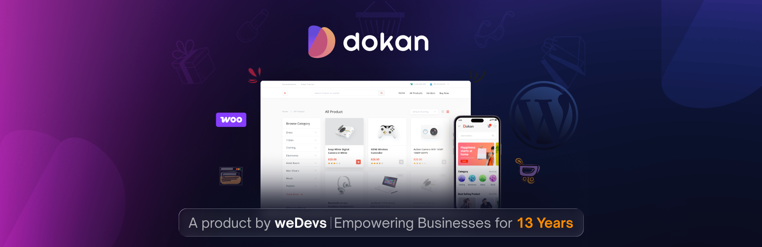 Dokan WooCommerce multivendor marketplace plugin official WordPress.org banner