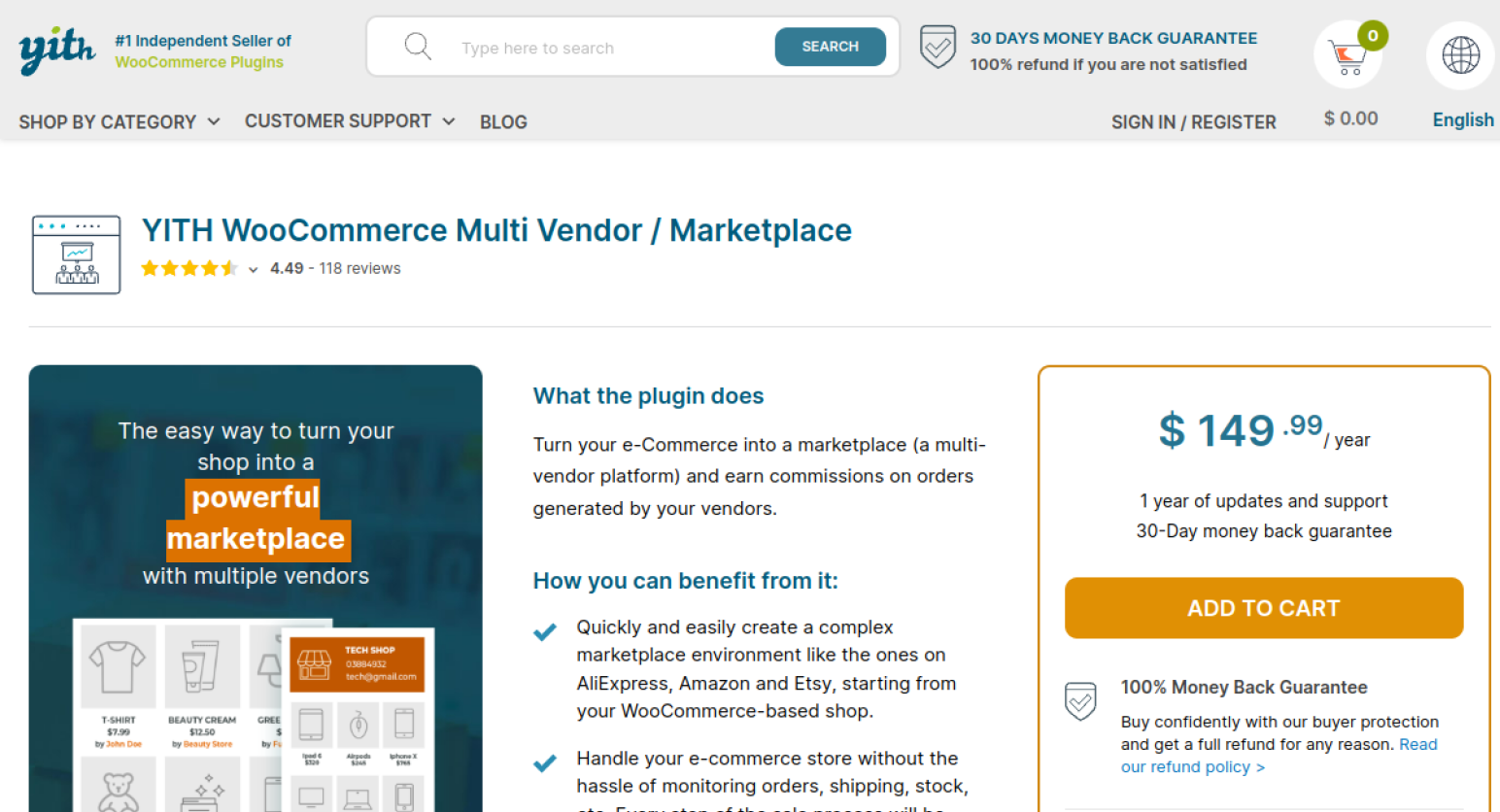 YITH WooCommerce Multi Vendor plugin official product page screenshot